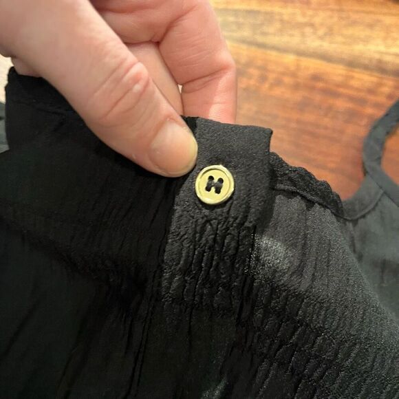 Jason Wu XL Black Tank Top Gold Buttons Front Adjustable Straps - Picture 3 of 11